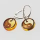 Carved Baltic amber Silver Earrings