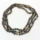 3 Big Raw Green BAROQUE Baltic amber adult necklaces 49cm