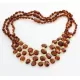 3 Cognac Leaf Baltic amber Choker Leaves Necklace 46cm