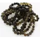 10 Raw Dark ROUND Baltic amber bracelets 19cm
