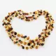 3 Multi Leaf Baltic amber Choker Leaves Necklace 46cm