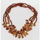4 Cognac Leaf Baltic amber Choker Leaves Necklace 47cm