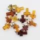 10 Small Baltic Amber Cross Silver Pendants
