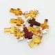 10 Small Baltic Amber Cross Silver Pendants