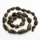 Large dark beads Baltic amber kntted necklace 63cm