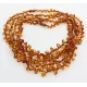 5 Cognac Leaf Baltic amber Choker Leaves Necklace 48cm