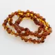 3 Cognac BAROQUE Baltic amber adult bracelets 19cm
