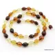 Faceted Baltic amber multi OLIVE beads necklace