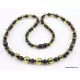 Faceted Baltic amber greenish ROUND beads necklace 20in
