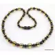 Faceted Baltic amber greenish ROUND beads necklace 20in