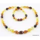 Faceted Baltic amber Multi OLIVE beads necklace