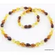 Faceted Baltic amber Multi OLIVE beads necklace