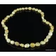 Flat OLIVE Butter beads Baltic amber necklace 20in